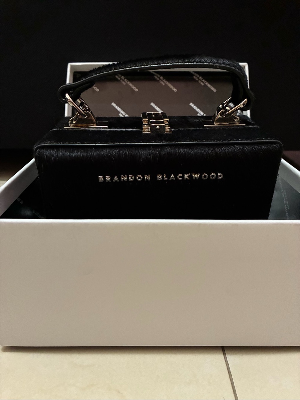 Brandon Blackwood Black Satin Top Handle Bag